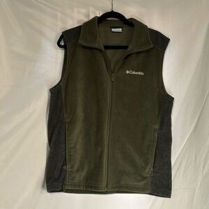 Columbia Men's Fleece Sleeveless Vest Green Outerwear Size M